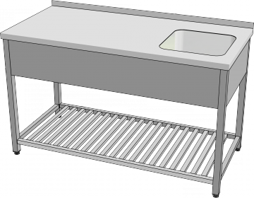 KSVOR - Mycí stůl s lisovaným dřezem a roštovou policí